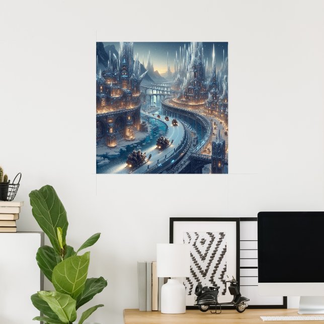 Crystal Ice World Fantasy Art Poster (Home Office)