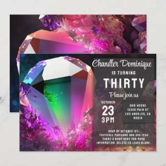 Crystal Jewel Tone Tourmaline October Birthday Invitation