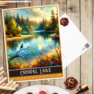 Crystal Lake, Connecticut   Vintage Painting Postcard