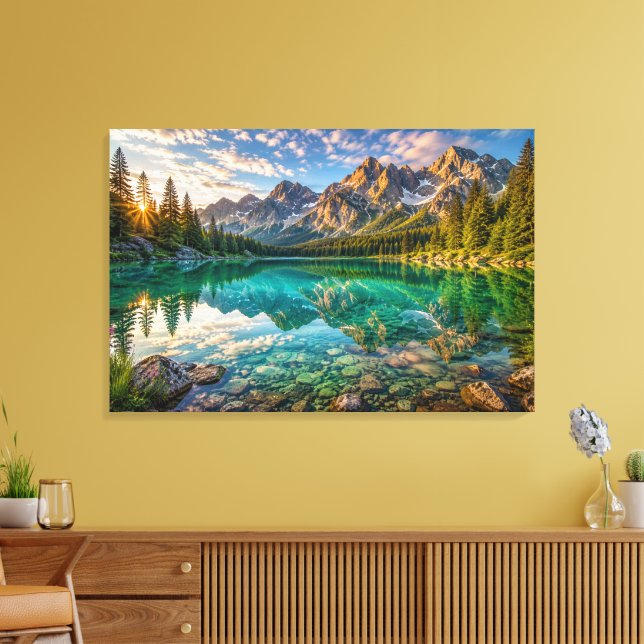 Crystal Lake Reflection Canvas Print (Insitu(LivingRoom))