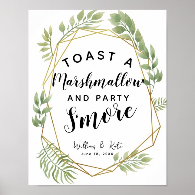 Crystal leaf green s'more wedding or party poster (Front)