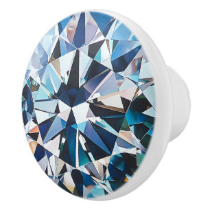 Crystal Light Blue Diamond Pattern Ceramic Knob
