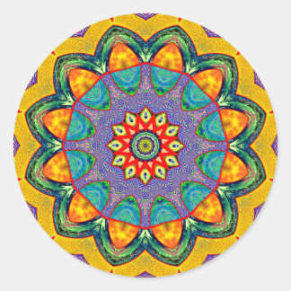 "Crystal Mandala Quilt" Classic Round Sticker