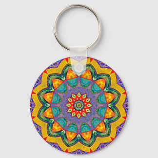 "Crystal Mandala Quilt" Key Ring