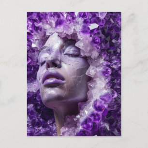 Crystal Mask Woman Adorned with Mineral amethyst C Holiday Postcard