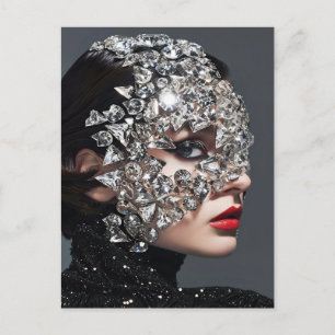 Crystal Mask Woman Adorned with Mineral Crystals Holiday Postcard