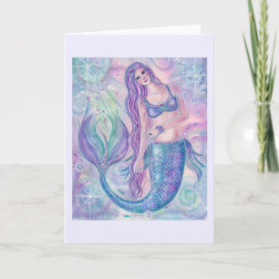 Crystal mermaid art greeting card by Renee Lavoie