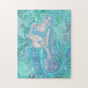 Crystal Mermaid dreams by Renee Lavoie   Jigsaw Puzzle