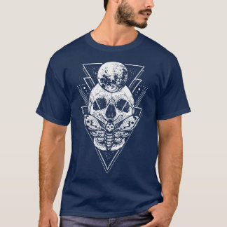 Crystal Moon and Death Moth  Mystic Pagan Skeleton T-Shirt