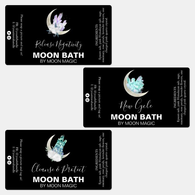 Crystal Moon Bath Soak Spell Labels (Group)