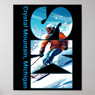 Crystal Mountain Michigan Skiing Vacation Ski Outd Poster