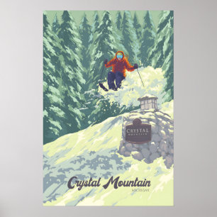 Crystal Mountain Michigan USA Ski Resort Travel Poster