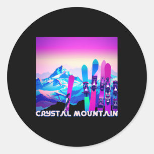Crystal Mountain Ski Retro 80's Style Skiing And S Classic Round Sticker