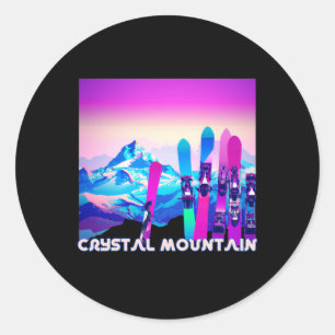 Crystal Mountain Ski Retro 80's Style Skiing And S Classic Round Sticker