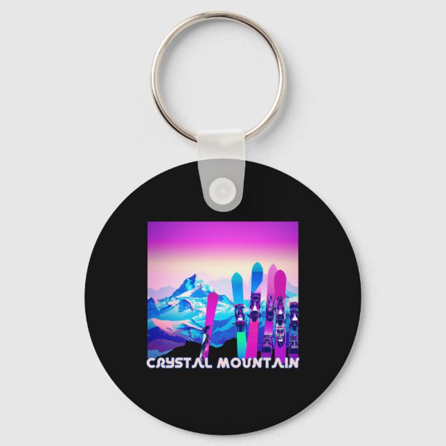 Crystal Mountain Ski Retro 80's Style Skiing And S Key Ring (Front)