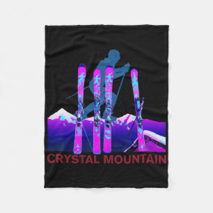Crystal Mountain Skiing, Retro 90s Crystal Mountai Fleece Blanket
