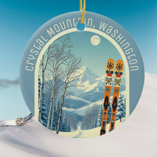 Crystal Mountain Washington ski souvenir  Ceramic Tree Decoration