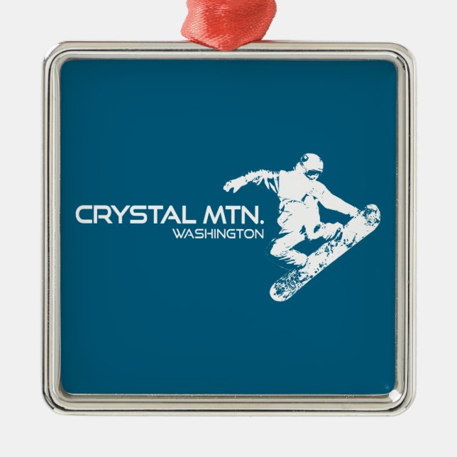 Crystal Mountain Washington Snowboarder Metal Tree Decoration (Front)