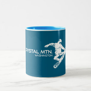 Crystal Mountain Washington Snowboarder Two-Tone Coffee Mug