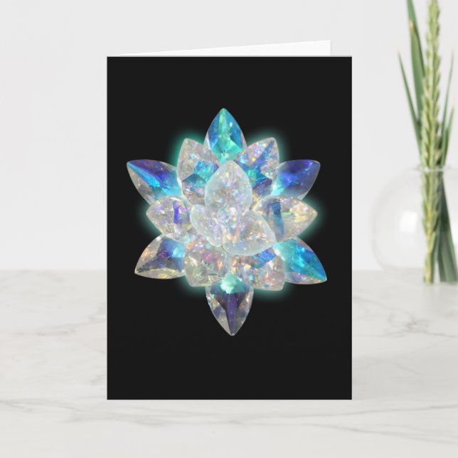 Crystal on Black Greeting Card (Front)