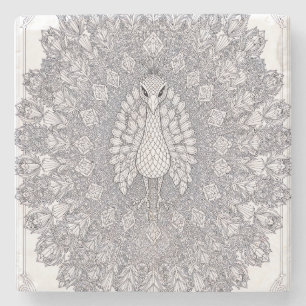 Crystal Peacock Wall Art Geometric Peacock Line Stone Coaster