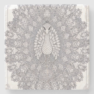 Crystal Peacock Wall Art | Geometric Peacock Line Stone Coaster