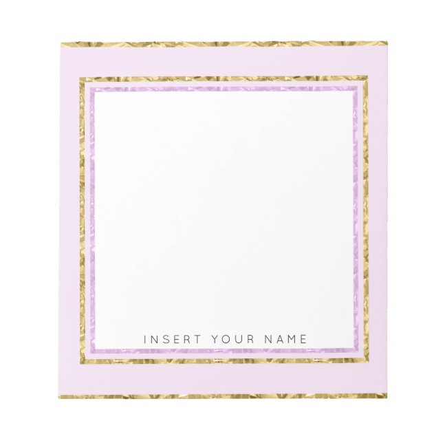 Crystal Pink and Gold Notepad 5.5" x 6" (Front)