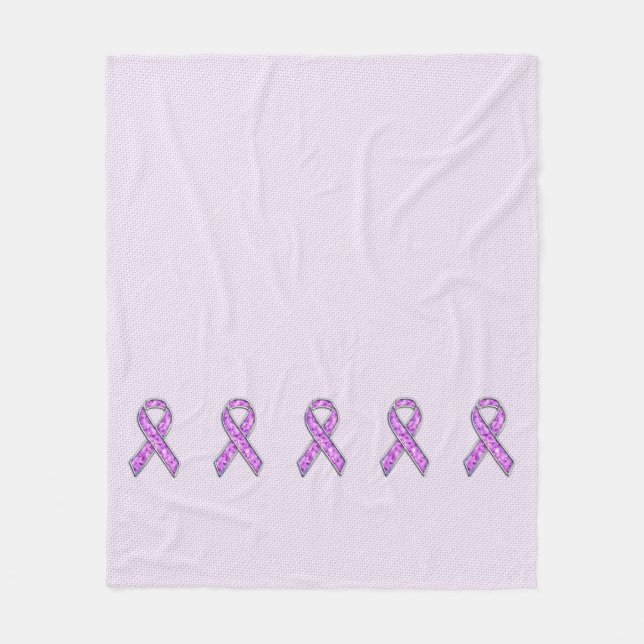 Crystal Pink Ribbon Awareness Knitting Fleece Blanket (Front)