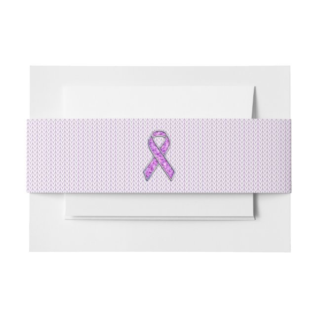 Crystal Pink Ribbon Awareness Knitting Invitation Belly Band (Front Example)