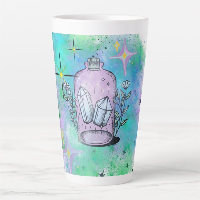 Crystal potion large latte mug, witch, magic, goth mug (Front)