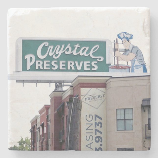 Crystal Preserve Coaster, New Orleans Stone Coaster (Front)