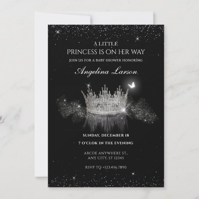 Crystal Princess Crown baby shower Invitation (Front)