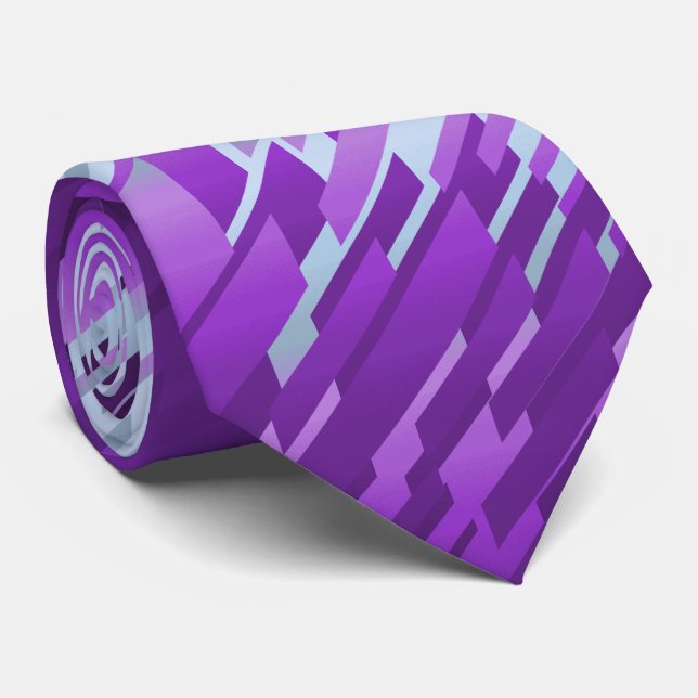 Crystal Prism Striped Spectrum Violet Two-Sided Tie (Rolled)
