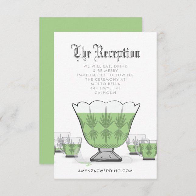 Crystal Punch Bowl Reception Enclosure Card (Front/Back)