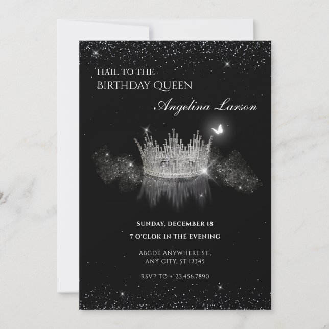 Crystal Queen Crown birthdya Invitation (Front)