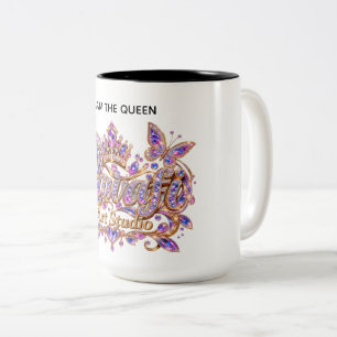 Crystal Queen Pink Floral Elegance Two-Tone Coffee Mug