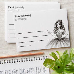 Crystal Quinceañera Girl Envelope