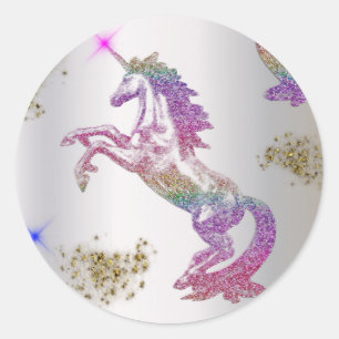 Crystal Rainbow Unicorns Classic Round Sticker