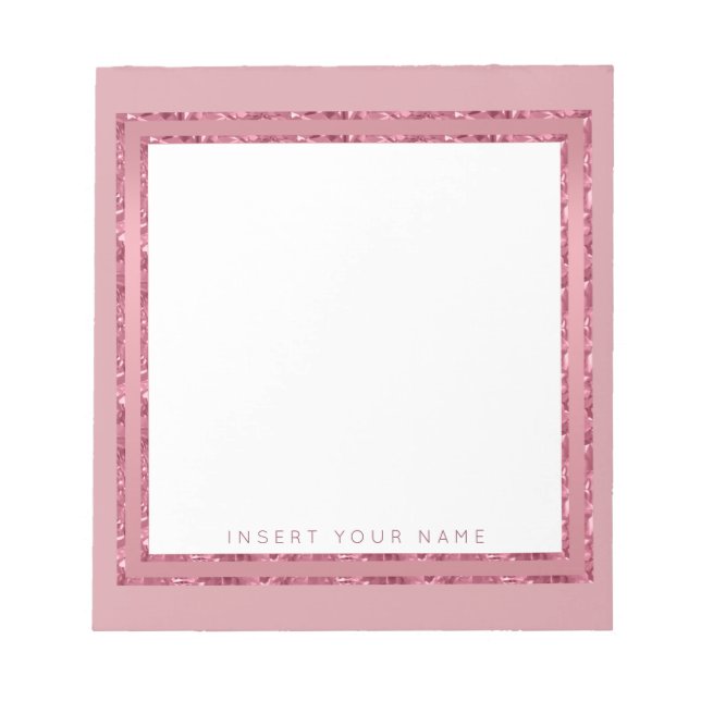 Crystal Rose Gold Personalised Notepad 5.5" x 6" (Front)