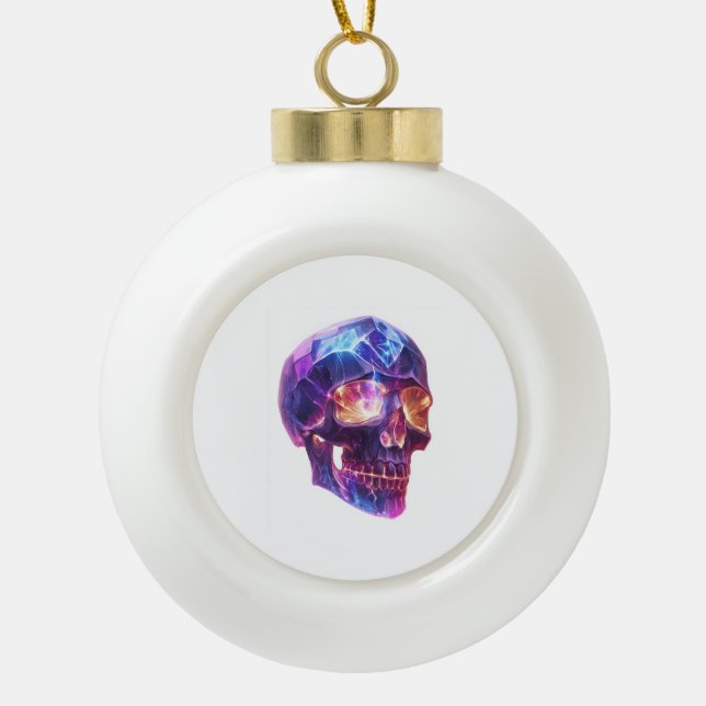 Crystal Skull Entity Ceramic Ball Christmas Ornament (Front)