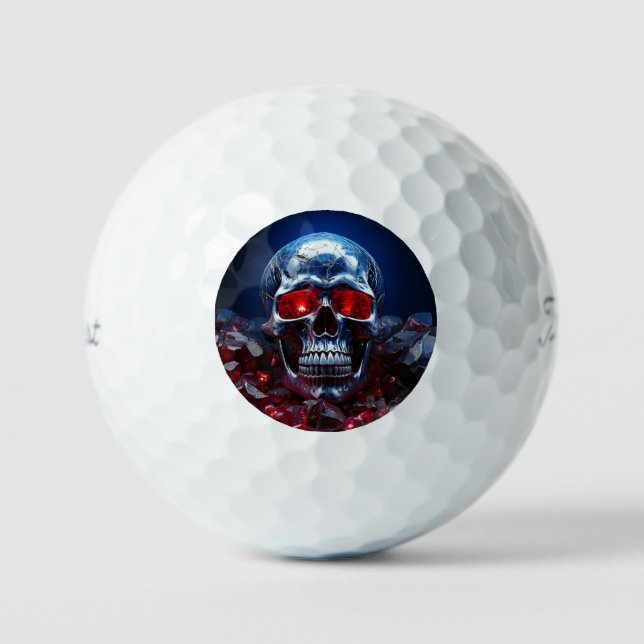 Crystal Skull with Ruby Red Eyes Golf Balls (Front)