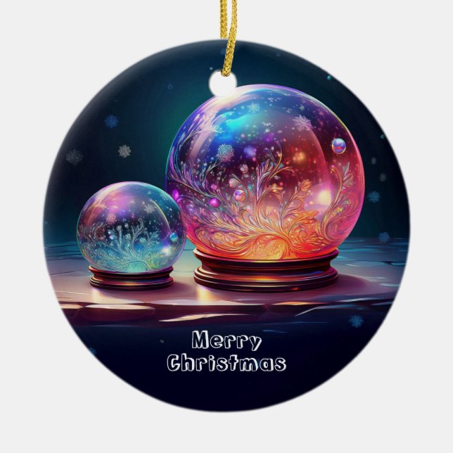 Crystal Snowballs Christmas Holiday Ornament (Front)