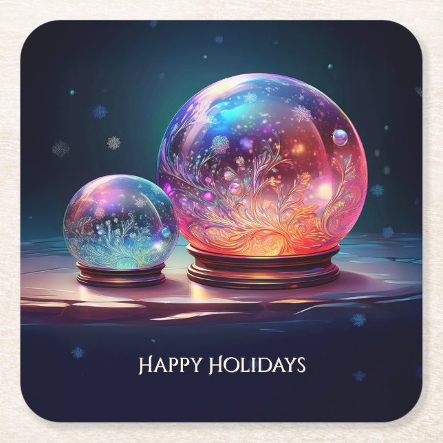 Crystal Snowballs Holiday Paper Coaster (Front)