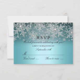 Crystal Snowflake Blue Winter RSVP Card