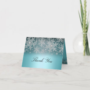 Crystal Snowflake Blue Winter Thank You Card