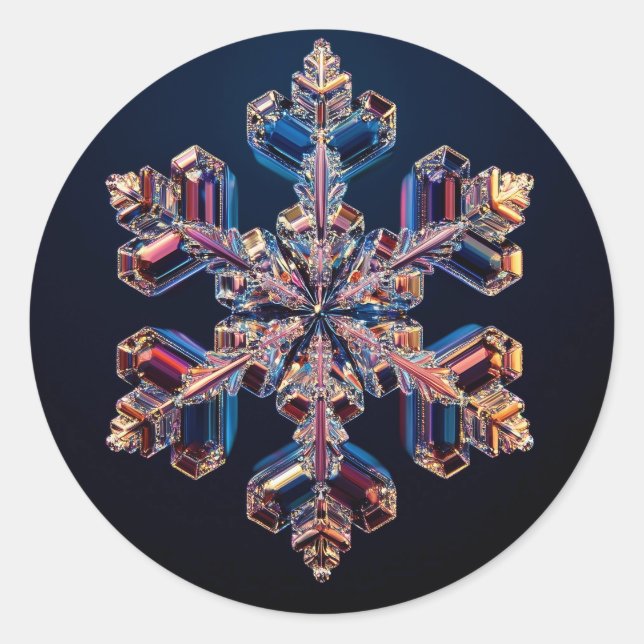 crystal snowflake  design classic round sticker (Front)