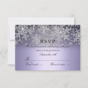 Crystal Snowflake Purple Winter RSVP Card