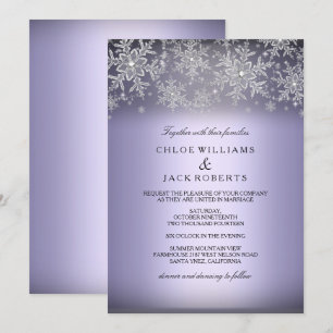 Crystal Snowflake Purple Winter Wedding Invitation