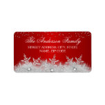 Crystal Snowflake Red Christmas Address Labels<br><div class="desc">Christmas Holiday Address Labels. Elegant sparkle crystal snowflakes. Please Note: All flat images!</div>