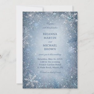 Crystal Snowflakes Beneath Winter Starlight Invitation